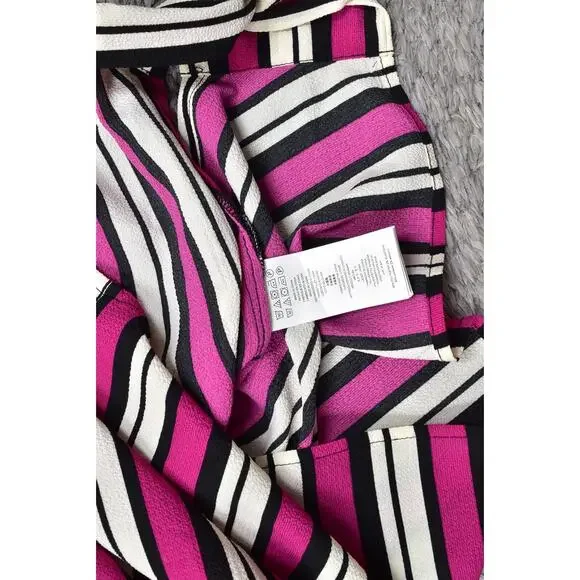 Michael Kors Pink Polyester Blouse M Crew Neck Striped Short Sleeve - Picture 2 of 7